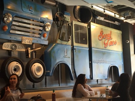 Seoul Taco began as a taco truck which was dismantled and now hangs on the wall in the restaurant. They now have another food truck and a brick and mortar restaurant in Columbia, MO. 