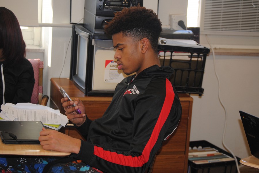 While in class, Randle Howlett pays more attention to his electronics than his classwork. “I’m usually on the phone, and I’m always tired,” said Howlett, senior. 
