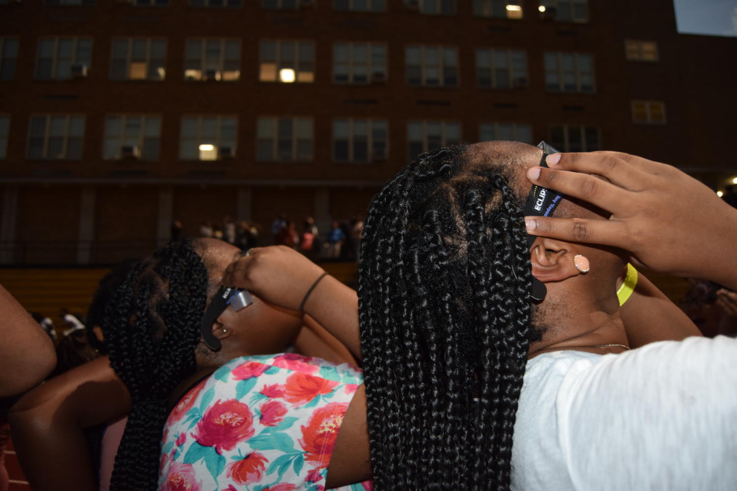 Students view solar eclipse