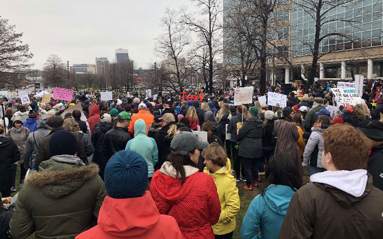 Thousands of protesters march for gun control at this weekends March For Our Lives in downtown St. Louis.