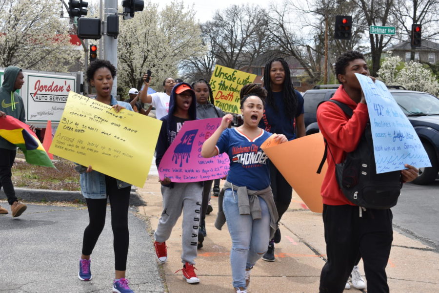 Students march in Walk for Water, part of the We Schools program at UCHS. 