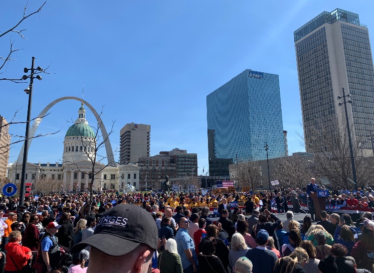 Joe Biden speaks at a rally in downtown St. Louis on March 7.