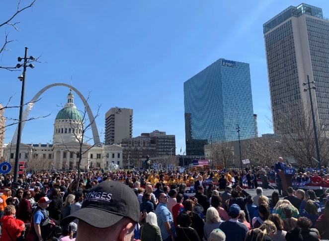 Biden at a rally in downtown St Louis on March 7 