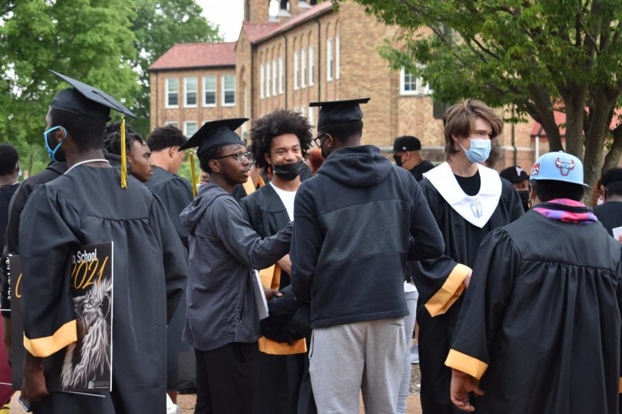 Seniors gather for Pride Walk and grad practice